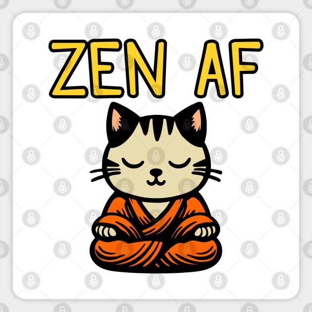 Cute Zen AF Meditating Cartoon Monk Cat (color version) Magnet by Elvdant